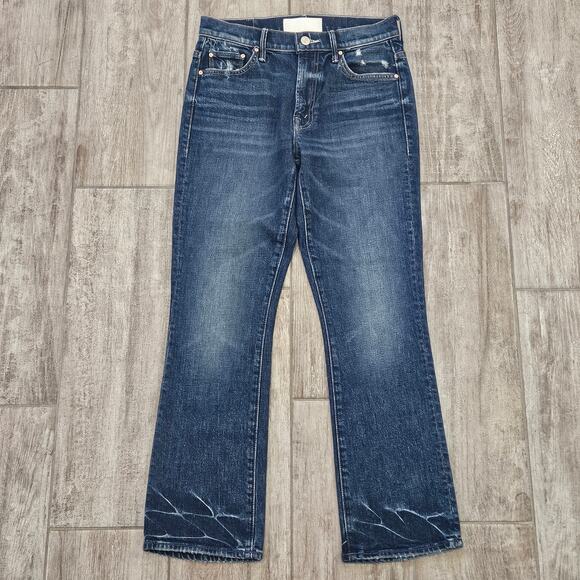 Mother “Insider Ankle Mile High” Jeans 27 Dark Wash Cropped Slim Kick Hem Urban - Picture 3 of 16